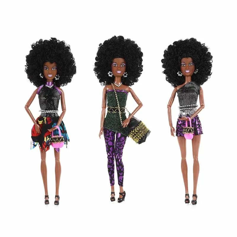 Fashion Trend African Chocolate-coloured Girl Princess Doll Toy Creative Joints Movable Children's Play House Toy Birthday Gifts