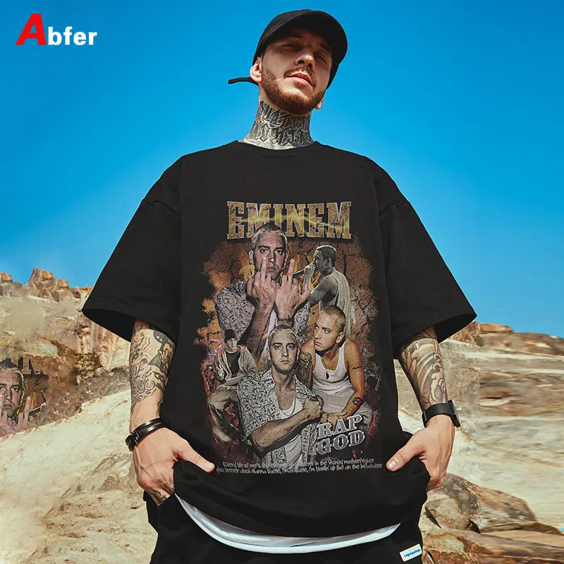 

Abfer Eminem T-shirt Hip Hop Fashion Unisex Oversized T-shirt Rap Pop Graphic T Shirts Half Sleeve Vintage T Shirt 90's Top Tees