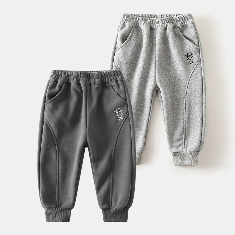 

HoneyCherry Children's Thickened Pants, Autumn & Winter New Style, Baby Fleece-Lined Pants, Boys' Sports Sweatpants