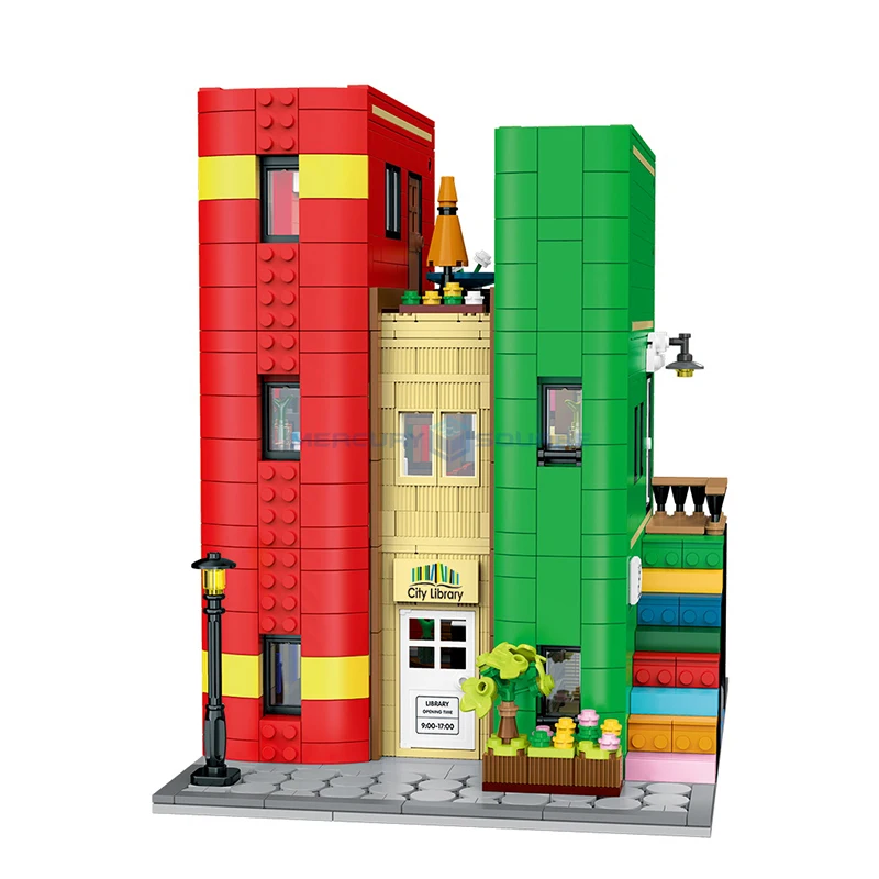 Cities Library MOC 10211 City View House Book-shaped Architecture Bricks Modular Model Building Blocks Gift Ideas Toy Kids Adult