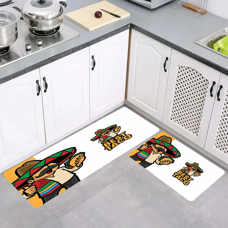 Home Pattern Taco Kitchen Mat Aesthetic Room Decoration Carpet Entrance of House Carpets Rugs Balcony Foot Rug Doormat Door Mats