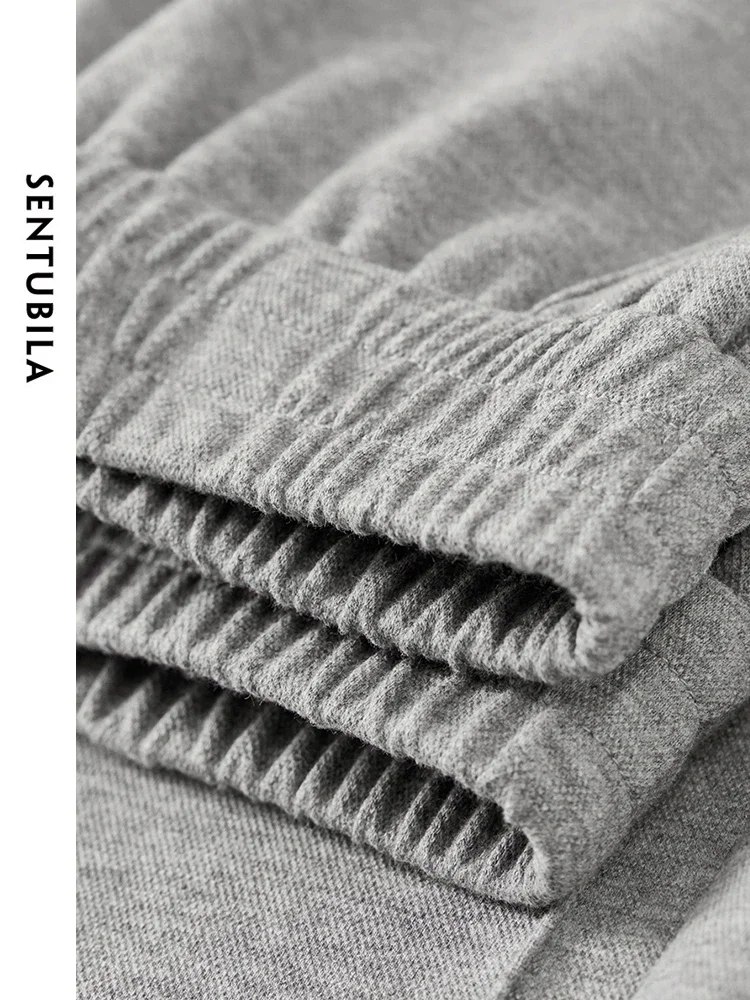 SENTUBILA High Waisted Sweatpants Women 2025 Autumn Loose Elastic Waist Knit Ankle Length Pant Cotton Woman Trousers 143K56228
