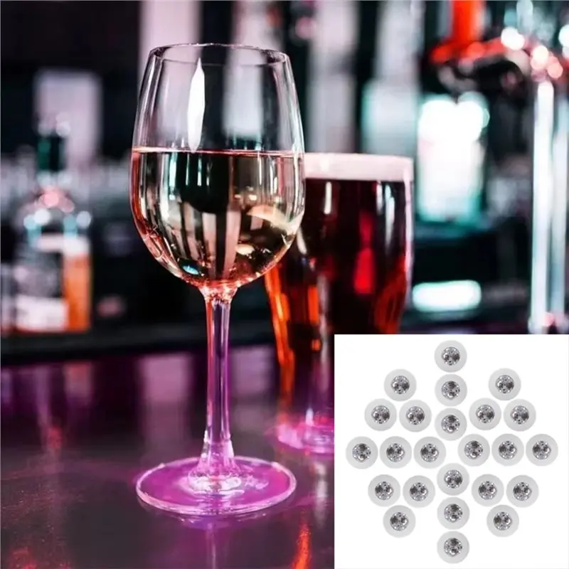 ABUN LED Coaster Light Up Coaster 24PCS, LED Bottle Light Sticker Coaster Flash Light Up Cup 7 for Colors for Party Bar Wedding