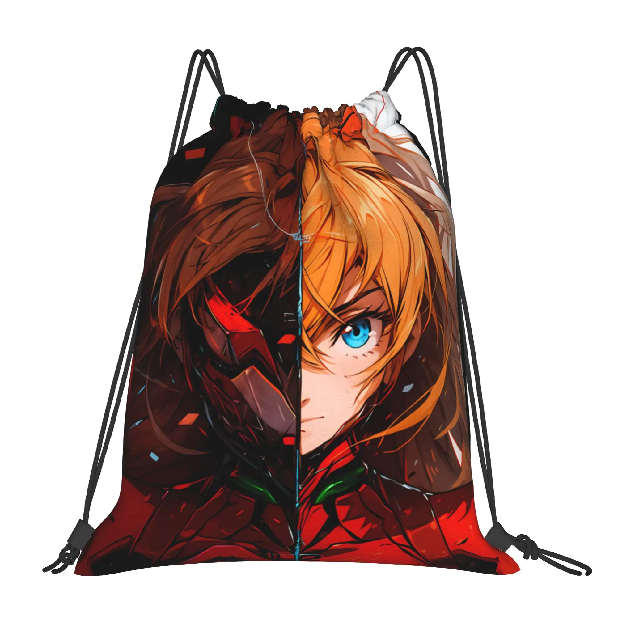 sports Pouch Neon Genesis Evangelion EVA Asuka Portable Travel Drawstring Bags Riding Backpack Gym Shoes Storage Backpacks