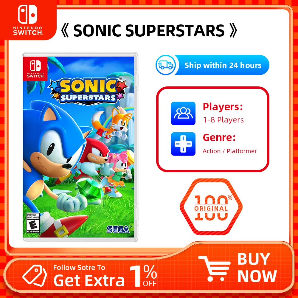 SONIC SUPERSTARS - خرطوشة ألعاب Nintendo Switch المادية لجهاز Nintendo Switch OLED Lite