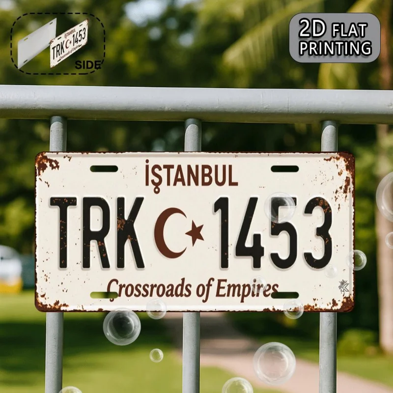 طائرة ثنائية الأبعاد - [طائرة [طائرة] 1 اسطنبول TRK C 1453 لافتة ألومنيوم معدنية عتيقة - علامة ديكور ريفية مقاس 11,9 × 6 بوصة، مصممة كـ "Cr
