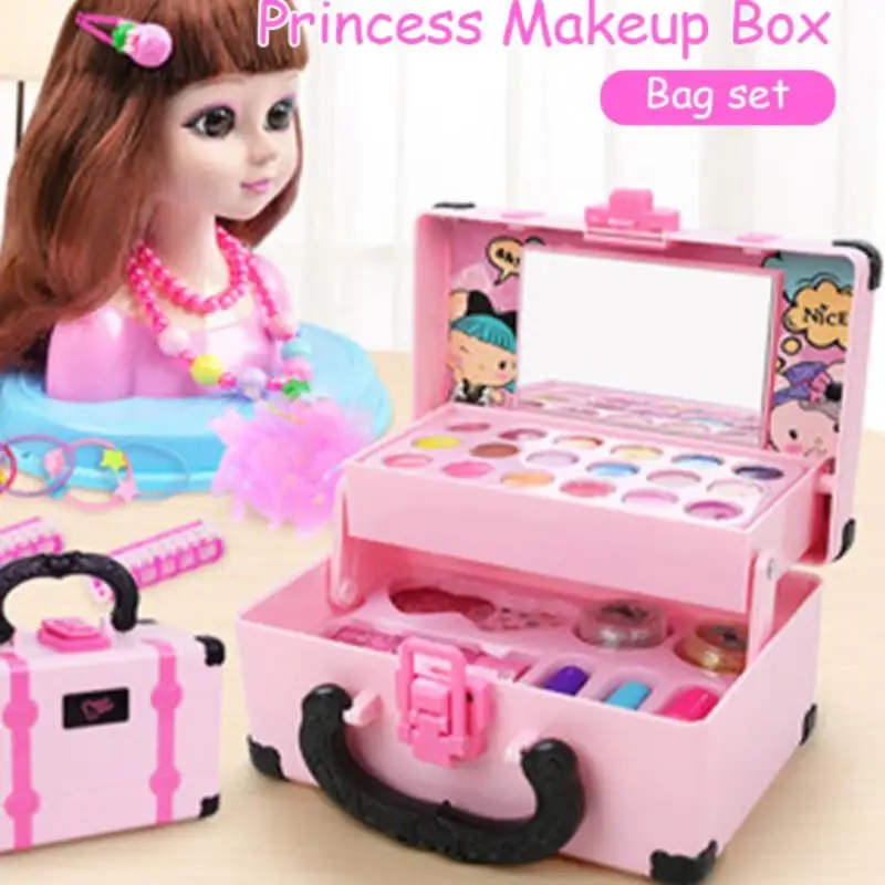 

Girls Retro Makeup Toy Set, 32PCS Washable Pretend Cosmetics for Dress-Up & Role Play, Complete Beauty Kit for Kids