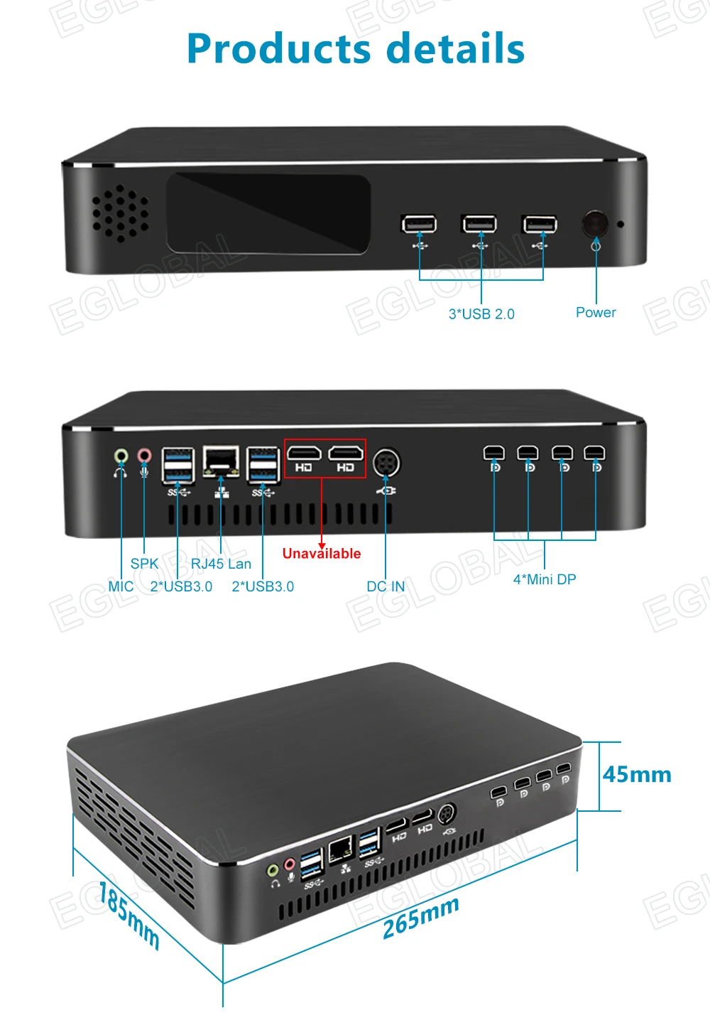 EGLOBAL Game Mini PC Desktop Computer I5 10400F I7 10700F met P1000 4G Speciale grafische kaart voor ontwerp Videobewerking Modellering