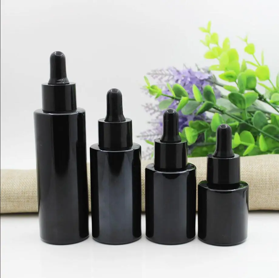 

20ML black glass bottle dropper essential oil serum toner spot removal liquid hyaluronic acid skin care cosmetic packing