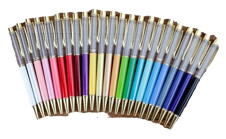 23 Colors for Choice Ballpoint No Oil No Gold Foil Fill Yourself Crystal Metal Copper Gift Pen School Office Supplies Wholesale