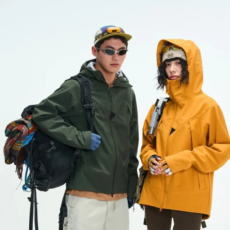 Men Women Softshell Jacket Windproof Water-Resistant Single Layer Warm Hiking Coat Outdoor Trekking Climbing Jacket