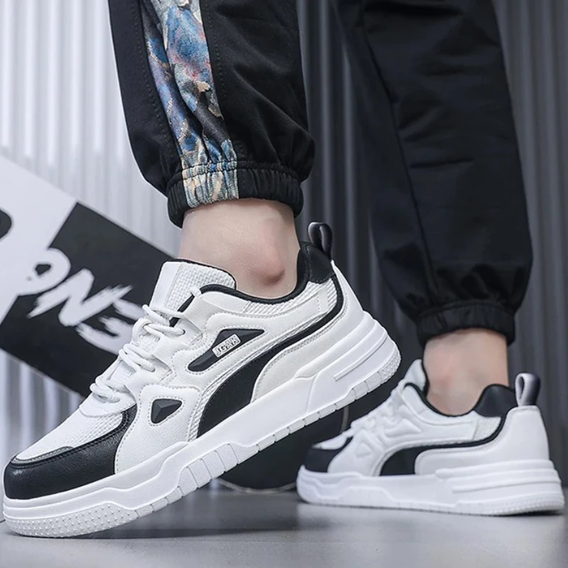 

Мужская повседневная спортивная обувь большого размера на плоской подошве с круглым носком и дышащей сеткой на шнуровке с цветными блоками, весенне-летняя молодежная спортивная обувь