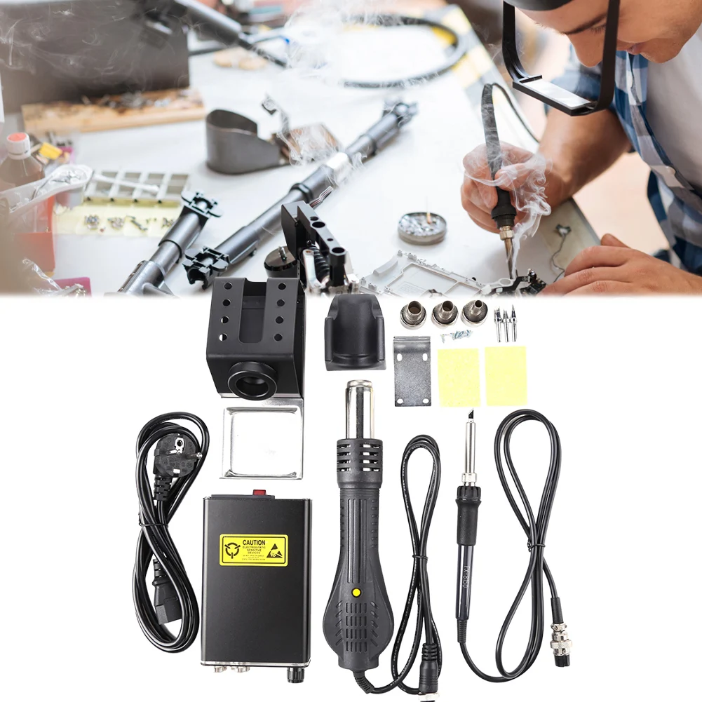 

2 In 1 SMD Rework Soldering Station Temperature Adjustable Hot Air Soldering Iron Solder Iron Hot Air Heat Gun Solder Iron Tools