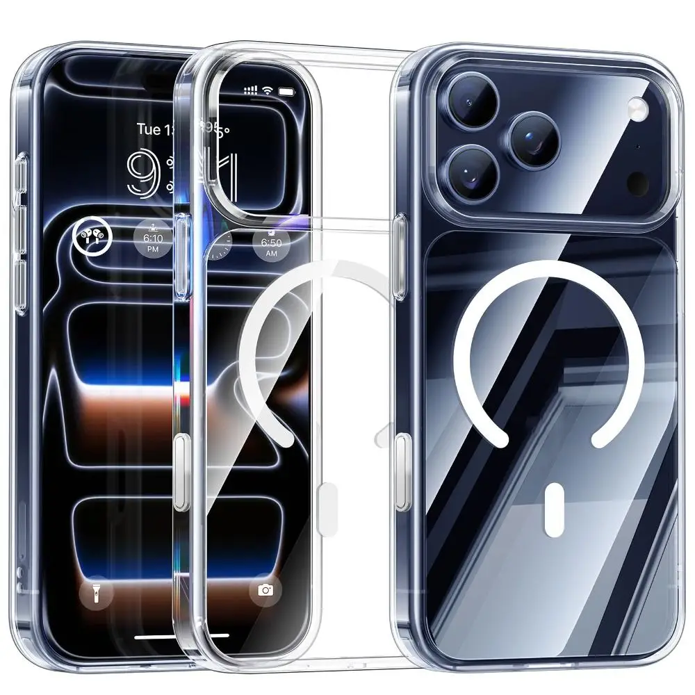 Transparente magnetische Hülle, dünne Anti-Gelb-transparente Hülle, stoßfeste Silikon-Handyhülle für iPhone 17/Air/Pro/ProMax