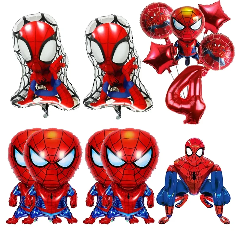 Kit de ballons de fête super-héros Spider-Man, bannière de joyeux anniversaire 3D Spider-Man pour