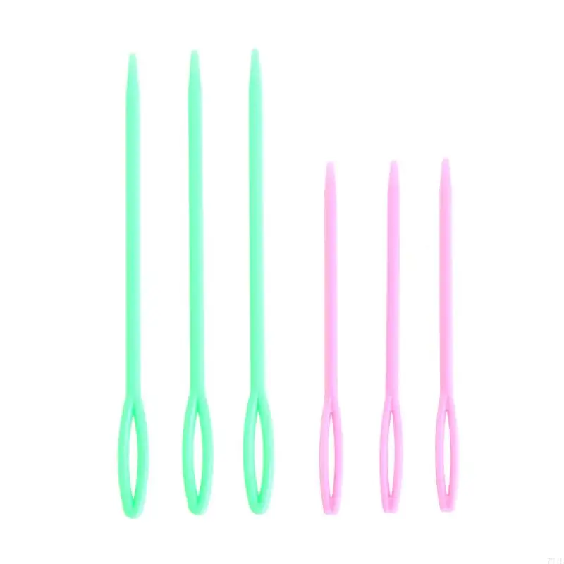 77JB 6PCS พลาสติกเย็บเข็ม Binca ถักถักนิตติ้งสำหรับเข็มตะเข็บข้าม 7/9C