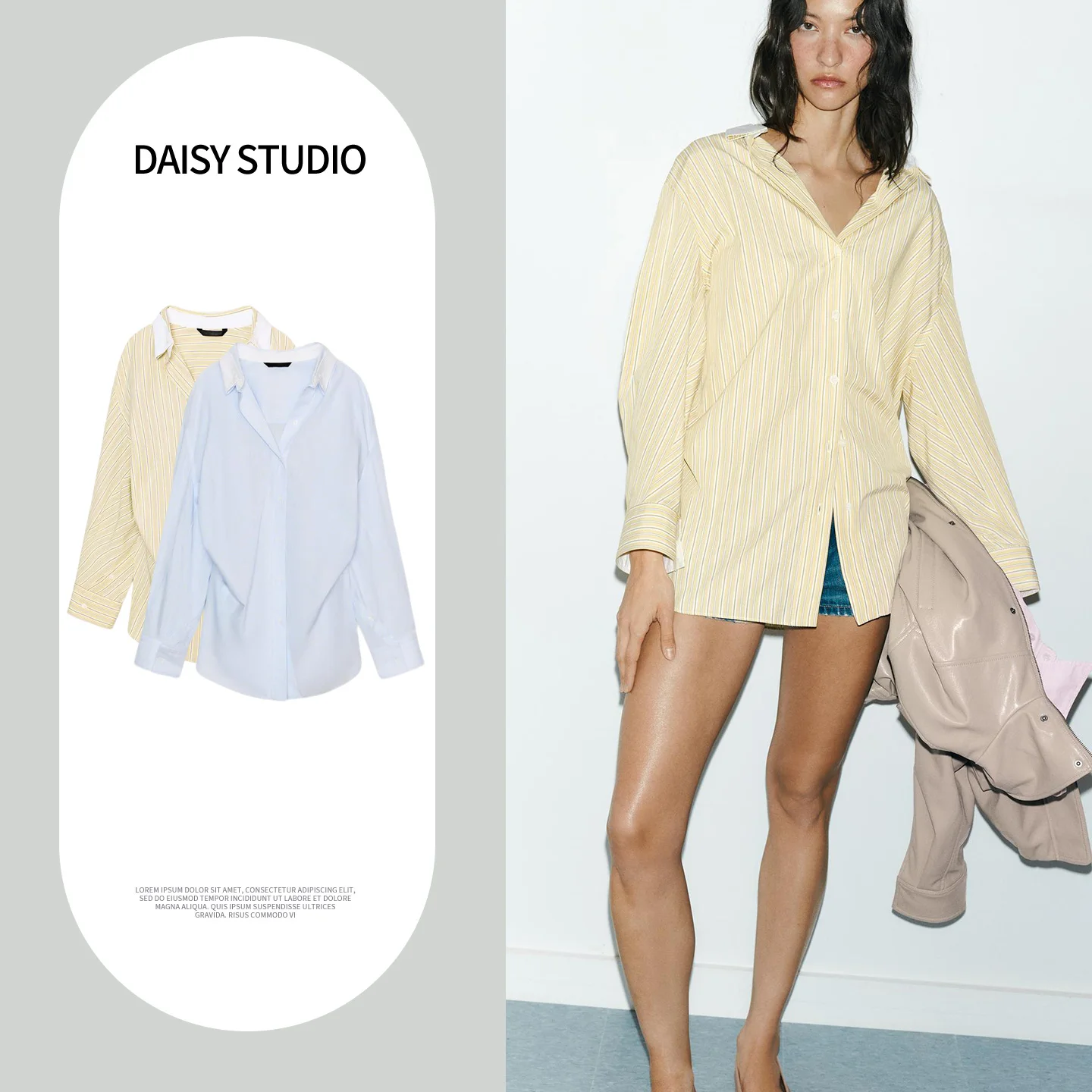 

Новинка Весна-Лето: Женская рубашка свободного кроя с длинным рукавом, плиссировкой и декоративными элементами в минималистичном стиле, дышащий полиэстер