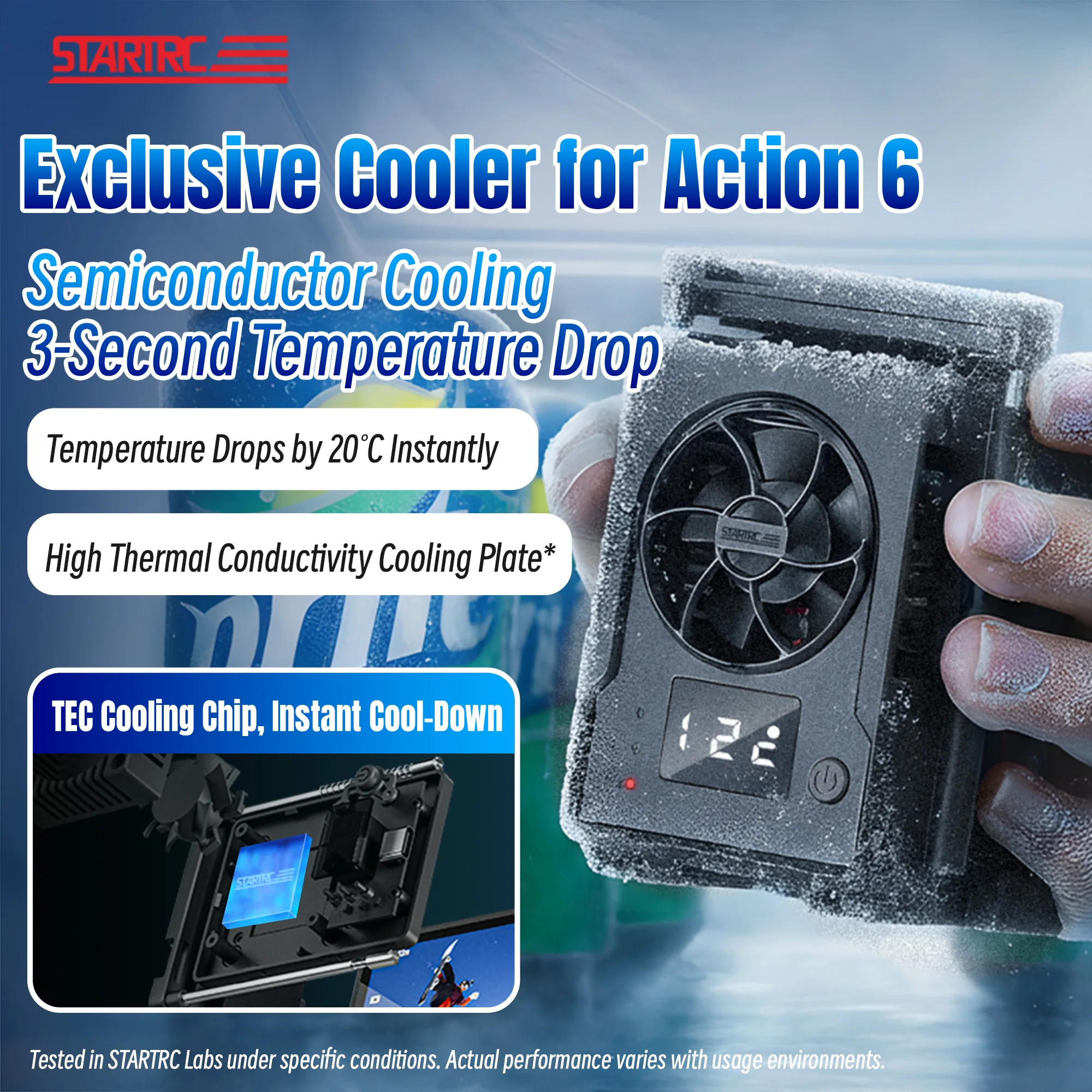 Cooling Radiator For DJI Osmo Action 5 Pro/Action 4/3 Camera Accessories Ice Core Cooling Fan 3-Gear Adjustment with Cold Shoe
