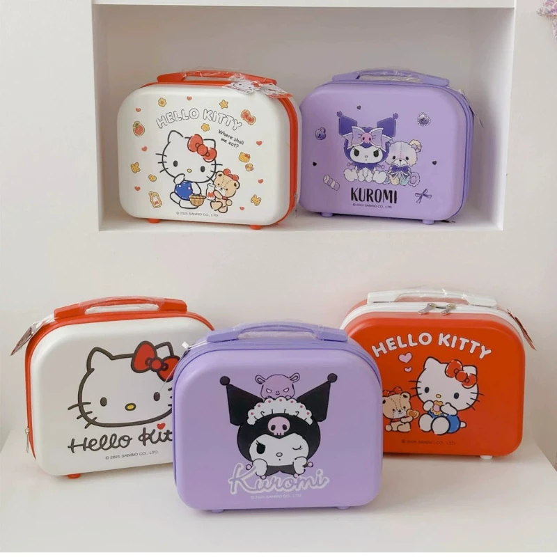 Hello Kitty My Melody Kuromi Suitcase Cosmetic Storage Box Large Capacity Suitcase Portable and Lovely.