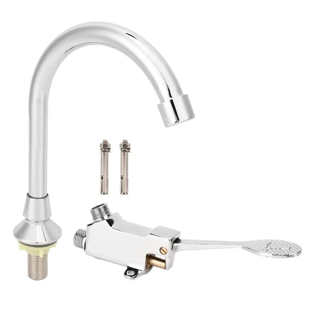 

Brass Foot Pedal Sink Faucet Set for Bathroom Basin - Single Cold Water Tap Kit