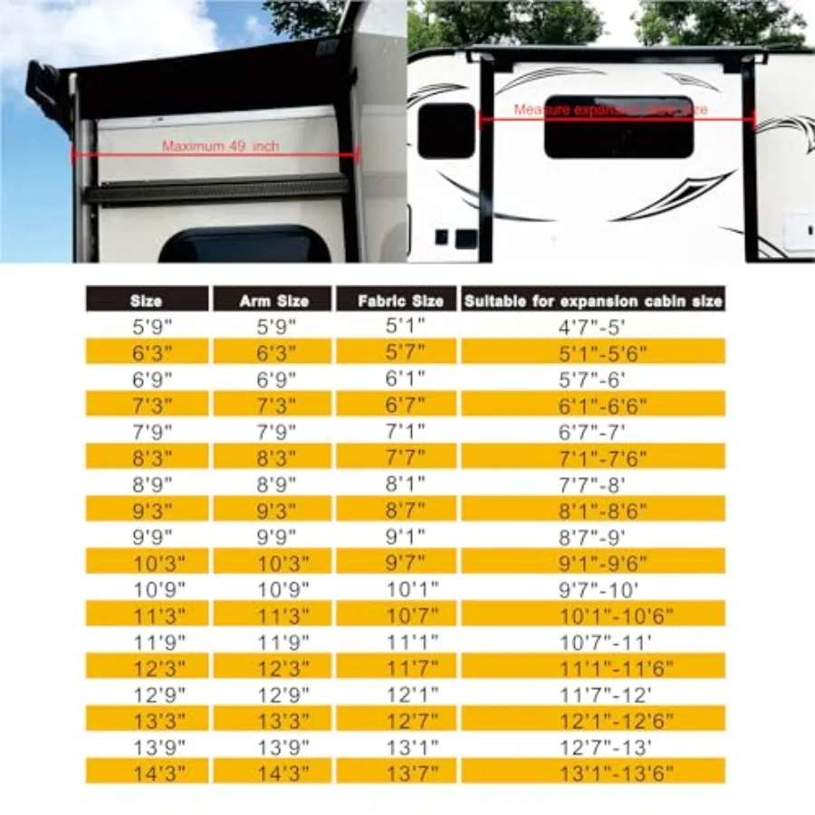 مجموعة المظلة المعيارية RV Slide Out لمقطورات السفر والمنزل المتنقلة ذات العجلات الخامسة - قماش أبيض مقاس 6'3 بوصة 5'7 بوصة - ظل خارجي متين #2
