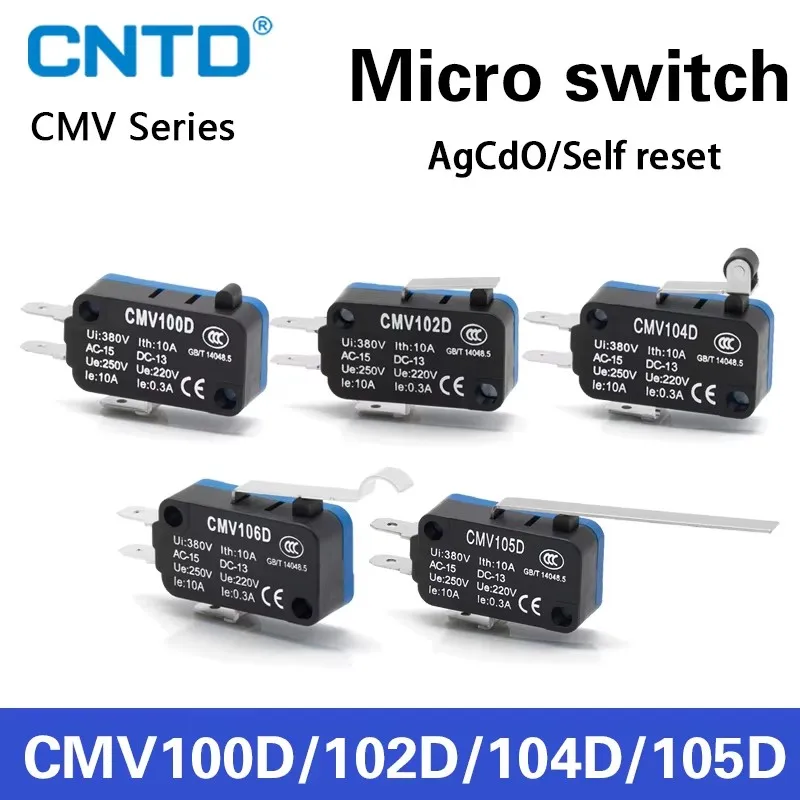 CNTD Micro switch CMV100D V15 One open one close small limit travel switch Small Durable Micro Limit Switch 10A 250V 380V