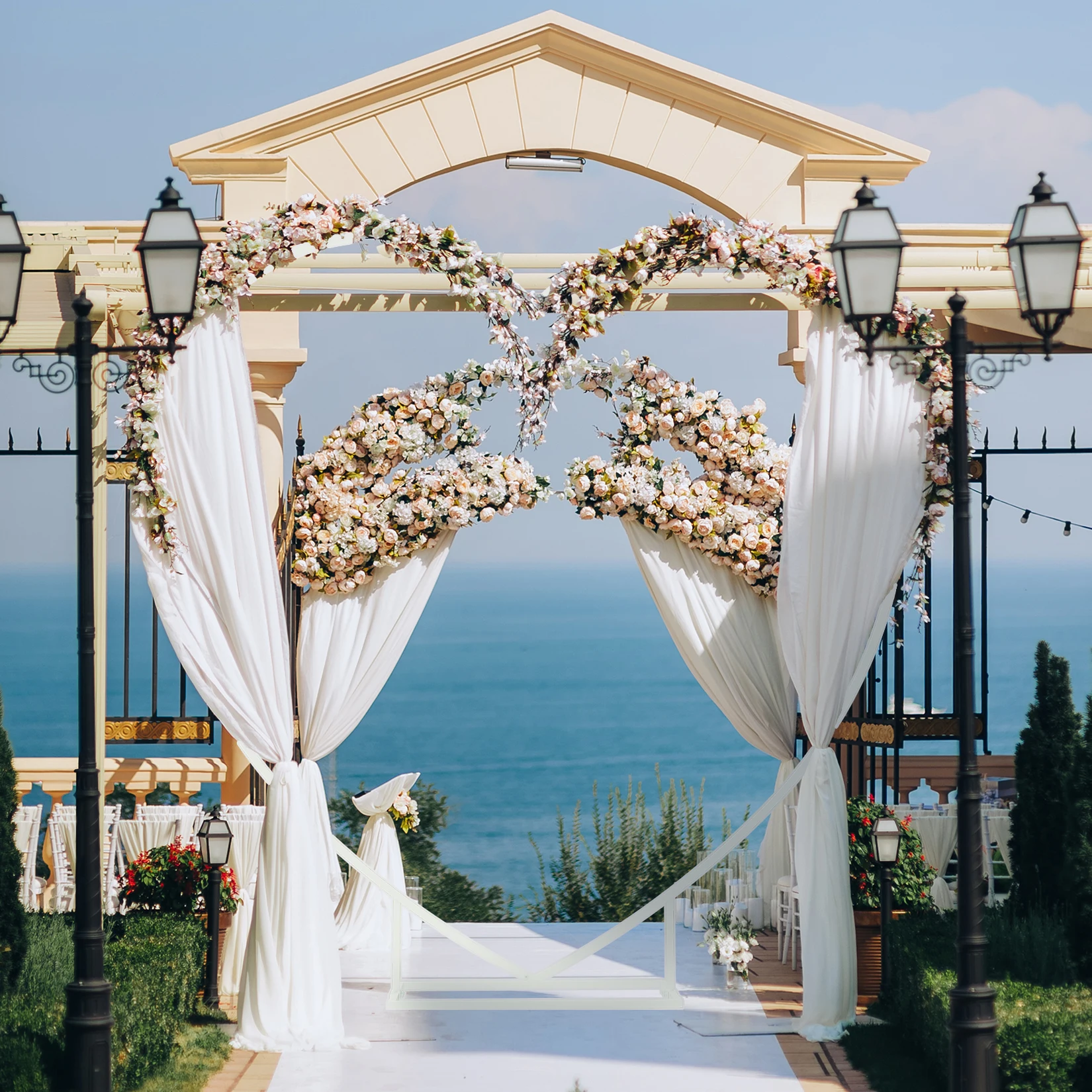 

with Base, Heavy Duty Metal Flower Balloon Frame, Backdrop Stand for Party, 7.2FT Heart Shape Wedding Arch Stand