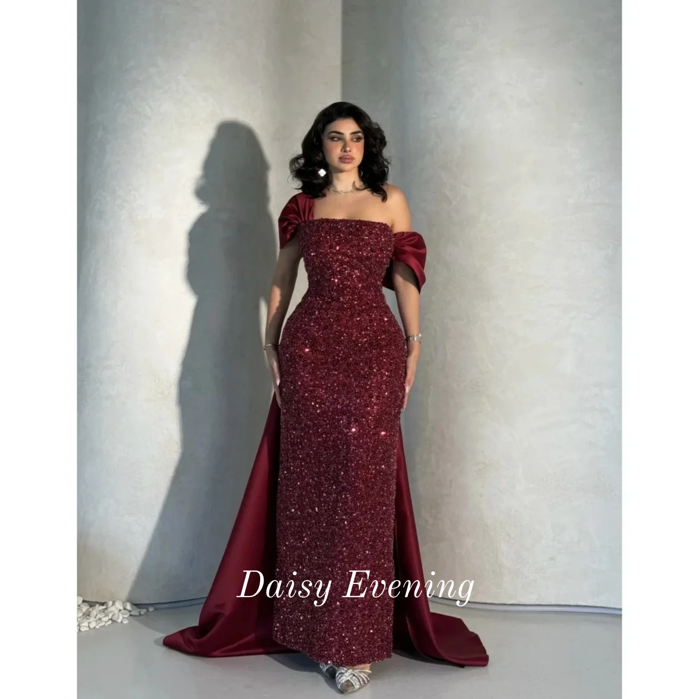 

Роскошные элегантные женские платья для выпускного вечера, женское красное вечернее платье с открытыми плечами и блестками, бальное платье русалки для особых мероприятий по индивидуальному заказу