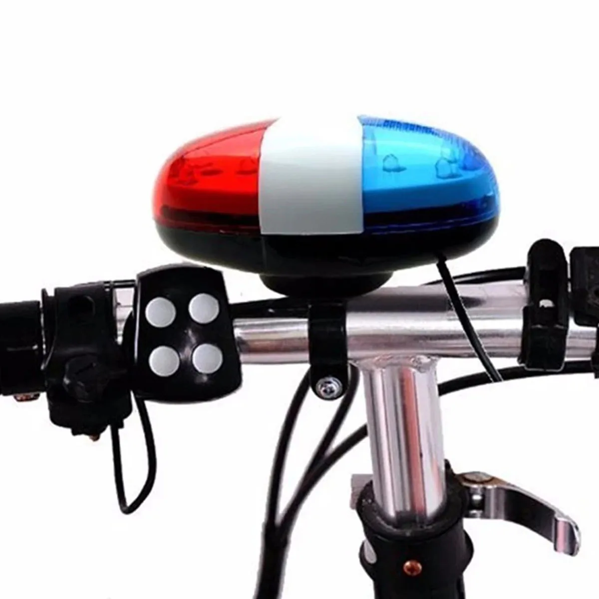 Bicycle Police Siren LED Light 4 Sounds Melody Bicycle Power Horn 6-LED Strobe Bicycle Police Sound Light Bell For Mountain Bike