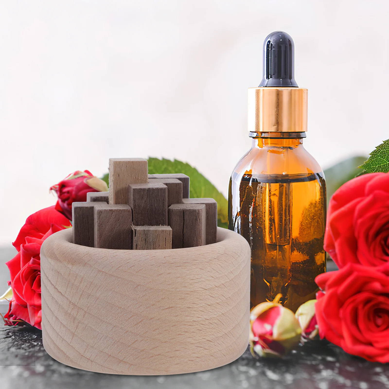 

1 set 1 Set Wooden Aroma Diffuser For Home Office Bedroom Yoga Room Meditation Space Essential Oil Holder Woodpile Shape Desktop