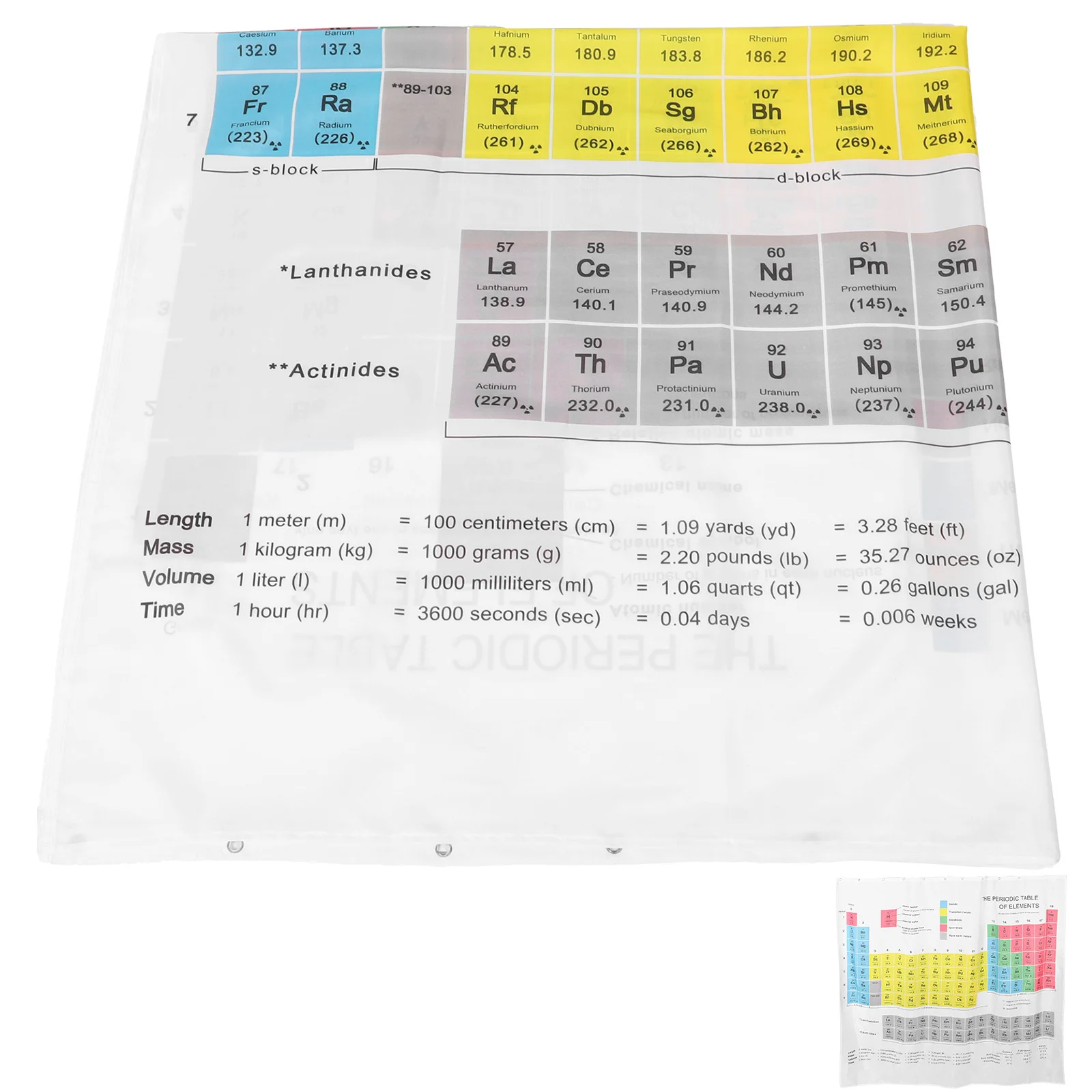 

1Set Waterproof Bathroom Shower Curtain Periodic Table Printed Design Polyester Bath Curtain Splash Resistant Liner