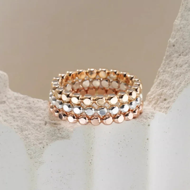 3 Pieces 14K Gold Filled Tri Color Dainty Stacking Ring Designer Jewelry Dating Ring Luxury High Quality Jewelry Original Gift