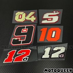 Race Nummer 4 5 9 10 12 Sticker Brandstoftank Zijklep Voorruit Kuip Stickers Voor Motorcross Motorfiets Sportwagen