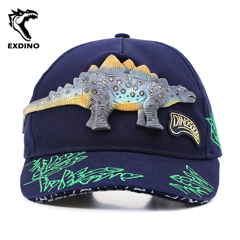 EXDINO Kids Hats 3D Dinosaur 3-10Y Boys Girls Sports Baseball Cap Adjustable Cotton Breathable New Children\'s Outdoor Sun Hats