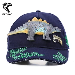 EXDINO sombreros para niños dinosaurio 3D 3-10Y niños niñas gorra de béisbol deportiva ajustable algodón transpirable nuevos sombreros para el sol al aire libre para niños