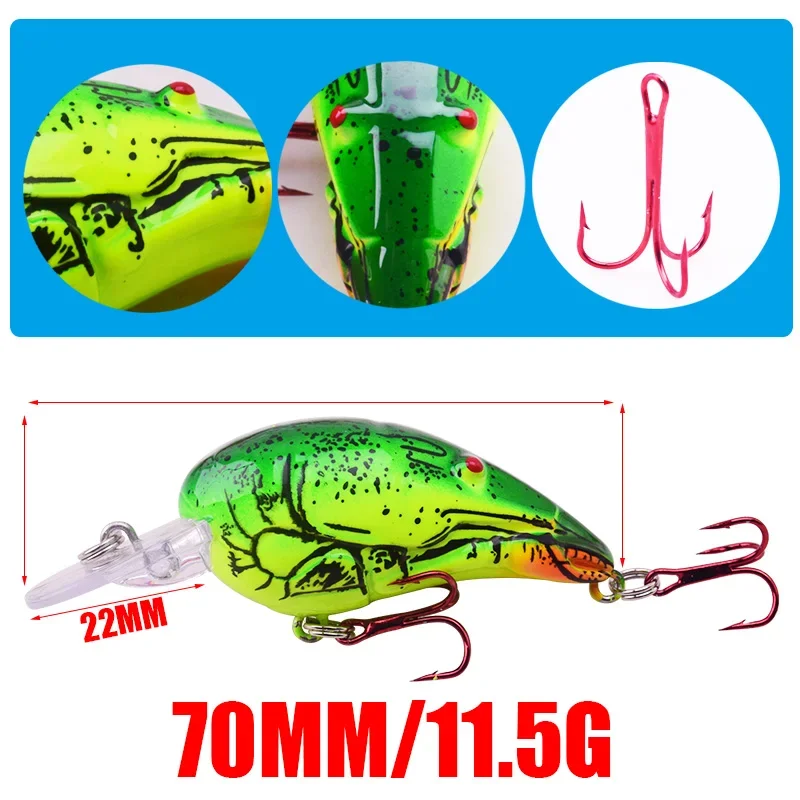 1 Pc Crank Fishing Lures 3D Shrimp Minnow 7cm 11.5g Artificial Floating Hard Wobblers with 6# Red Hook Carankbait Fishing Tackle