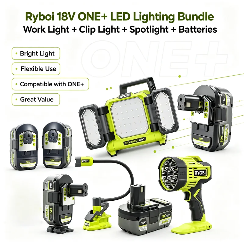 100% Ryobi ONE+ 18V 4.0Ah Battery Compatible P105 P108 RB18L40,Compact Design For LED Work Light & Job Site Illumination Tools