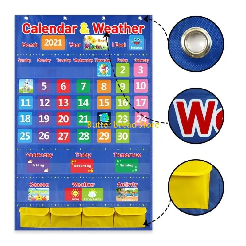 Calendario del calendario W89C Grafico tascabile tascabile Calendario mensile con 114 carte per scuola materna in classe