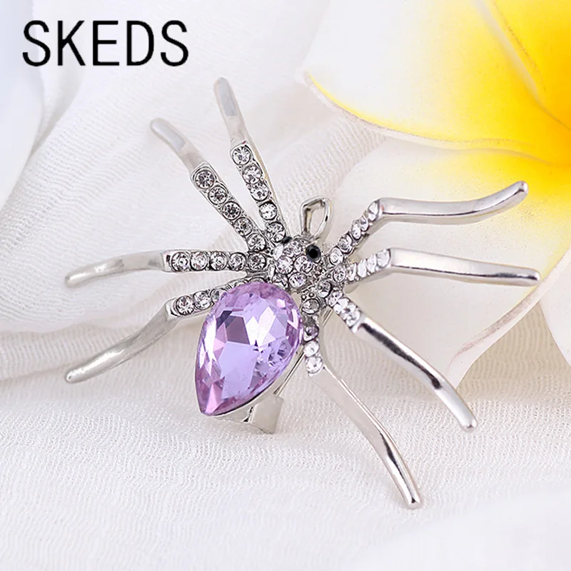 Skeds-女性と男性のための大きなスパイダーラインストーン,金属ピン,ファッションアクセサリー,衣類,コート,ジュエリーギフト,新しいコレクション