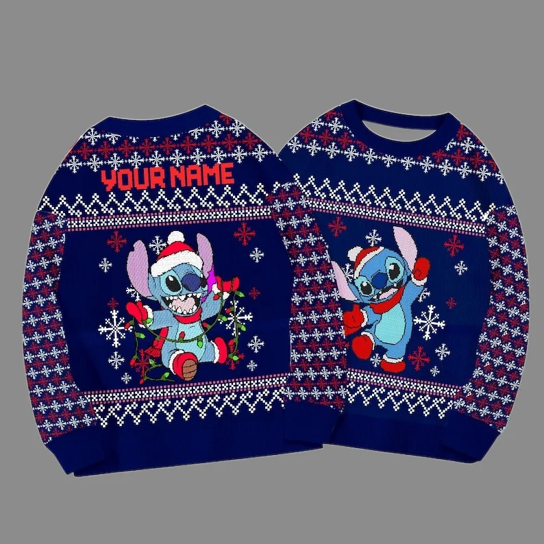 

Уродливый свитер на тему Семья Диснея, рождественская вечеринка, толстовка с круглым вырезом, увеличенный топ для взрослых, осень/зима, новый стиль