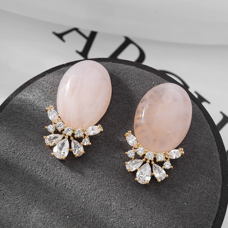 SENYU New Big Egg Shape Large Stone Korean Style Stud Elegant Waterdrop White CZ Party Earring Fashion Bride Jewelry Gift