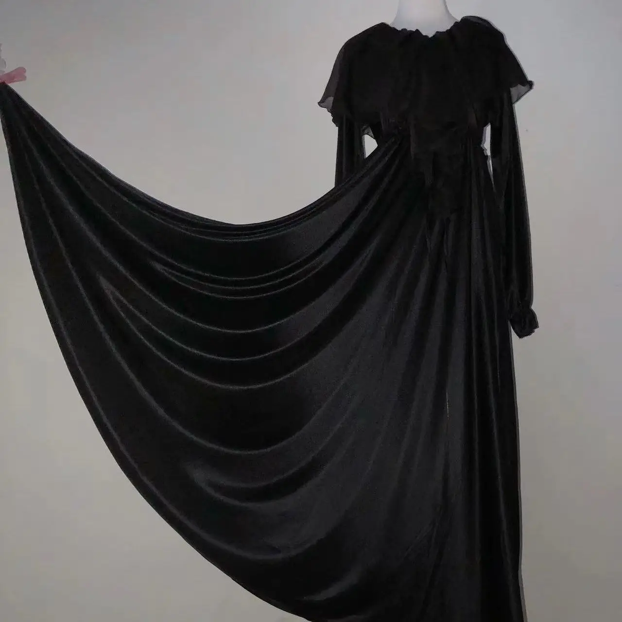 Vestido largo de satén de malla brillante para mujer, pijama suelto, vestido largo, jersey, vestidos elegantes, ropa para dormir