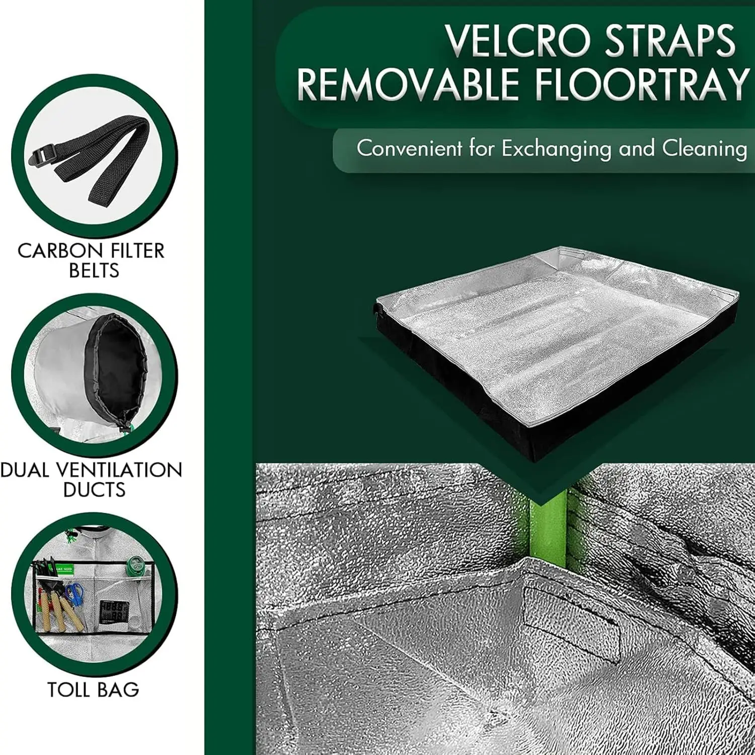 Ga Grow Tent 48""X24""X60"" 4'X2' Reflective Mylar Hydroponic Grow Tent With Observation Window And Waterproof Floor Tray For