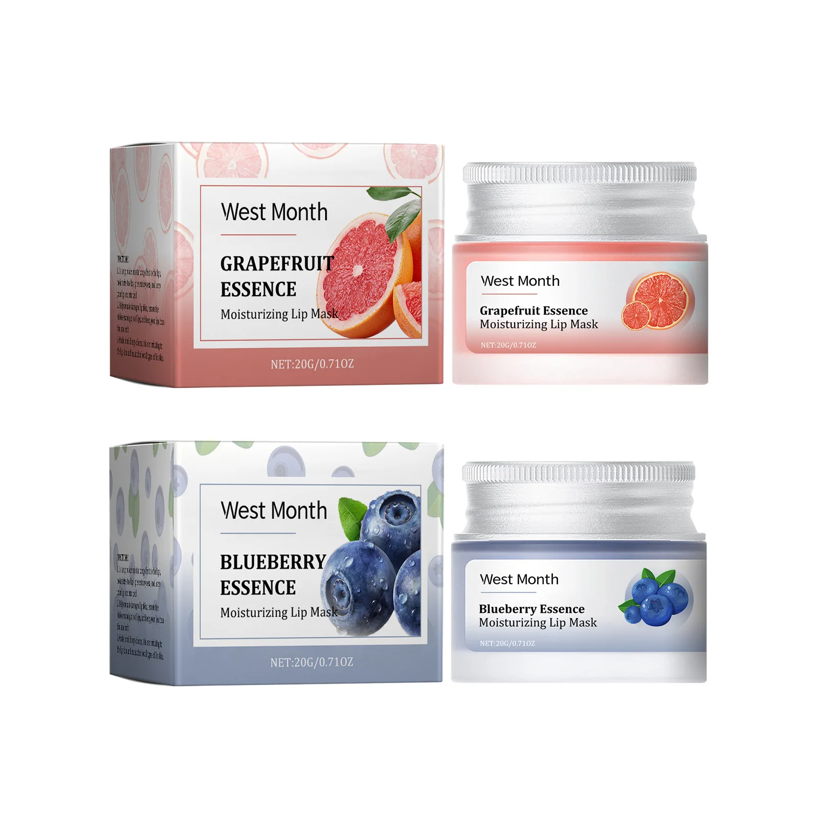 Moisturizing Lip Mask Repair Hydrated Fade Lip Lines Anti-Cracking Lasting Nourishment Grapefruit Blueberry Lip Cream Daily Care