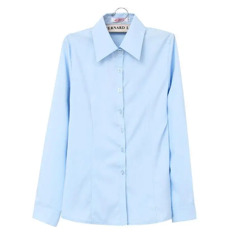 

Women's Long Sve irt Slim Fit Polyester Fiber Non Sinkage Regular Thin Pure Color Patchwork Top for Autumn