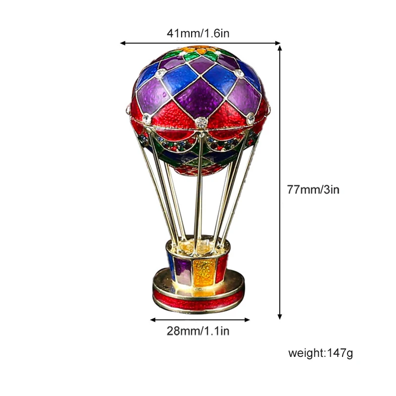 Enamel Faberge Hot Air Balloon Easter Egg Jewel Case Jewelry Storage Box Metal Handicraft Home Furnishing Articles Holiday Gift