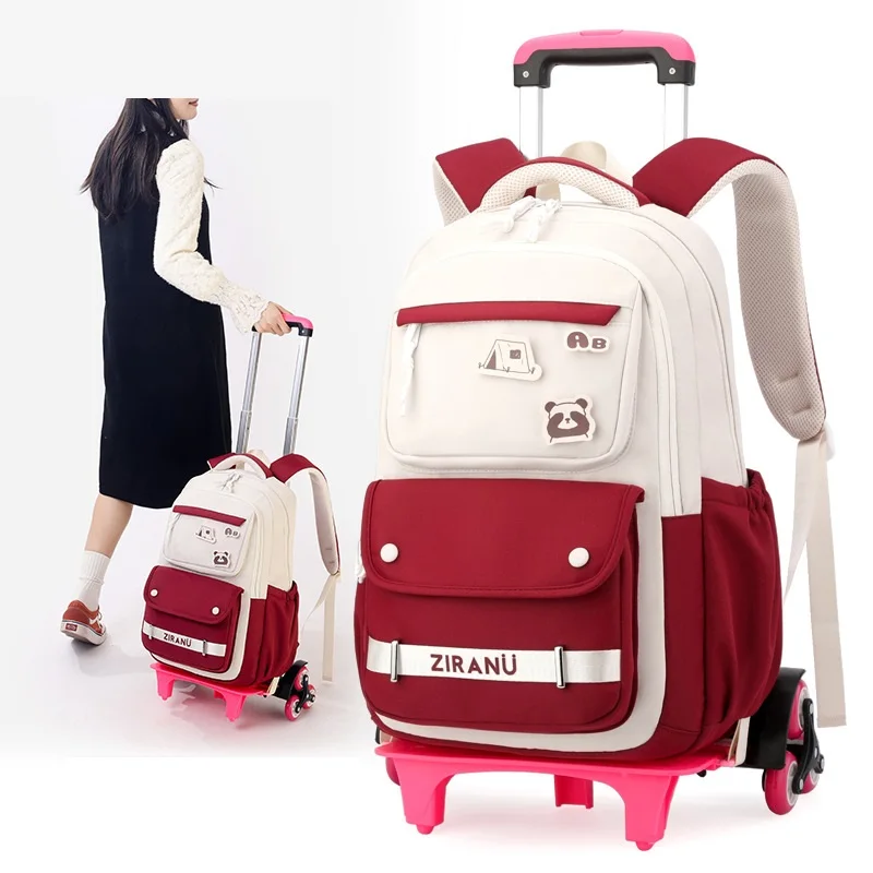 New Trolley School Bag for Girls  Mochila Adaptable Para Carro Escolar Niña  Trolley Backpack Women Student Bag Wheels Back Pack