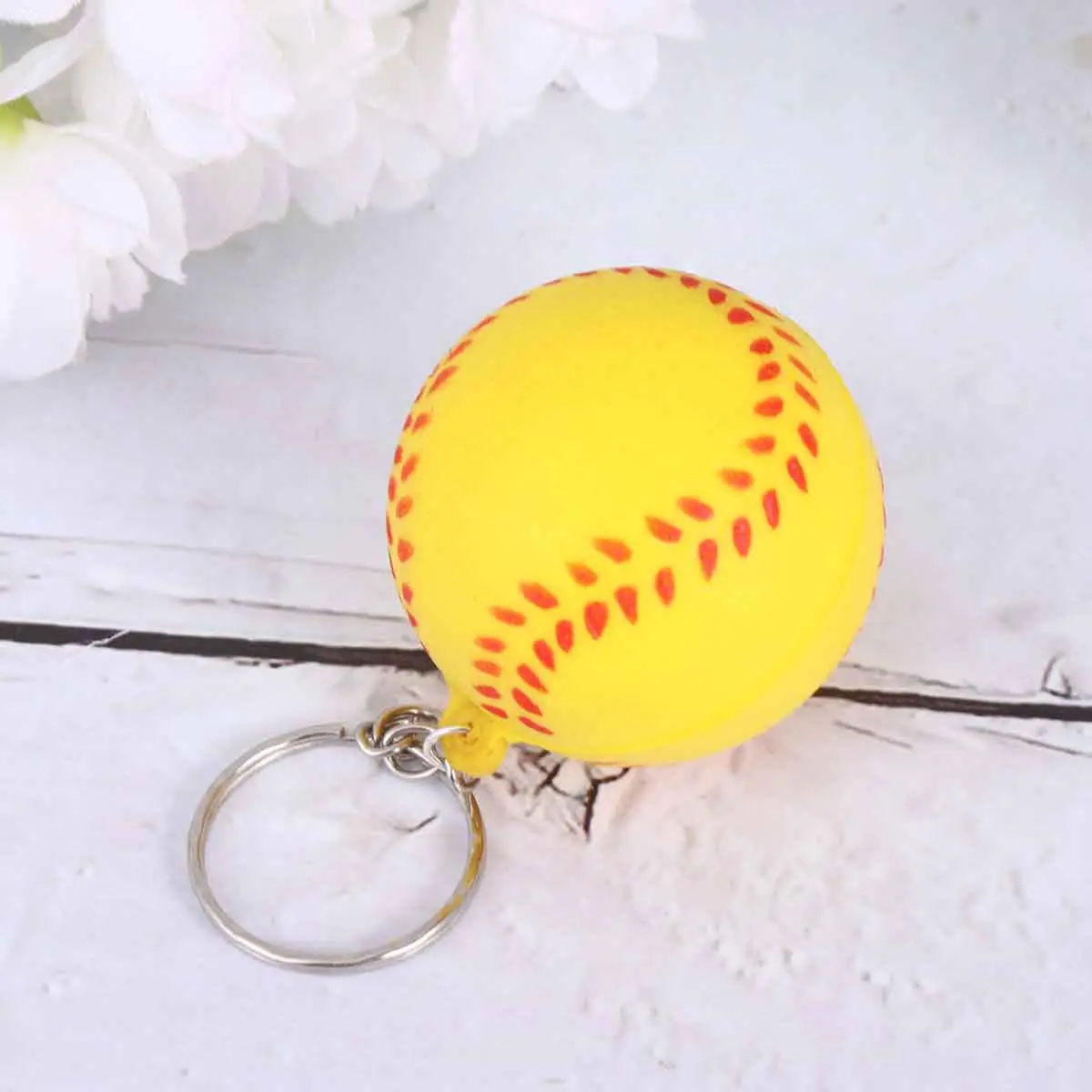 

20 шт. Желтые брелоки-подвески в виде бейсбольных мячей из ПУ, спортивная тематика, для сумок, телефонов, автомобильных ключей, стильный подарок, сувенир для вечеринки
