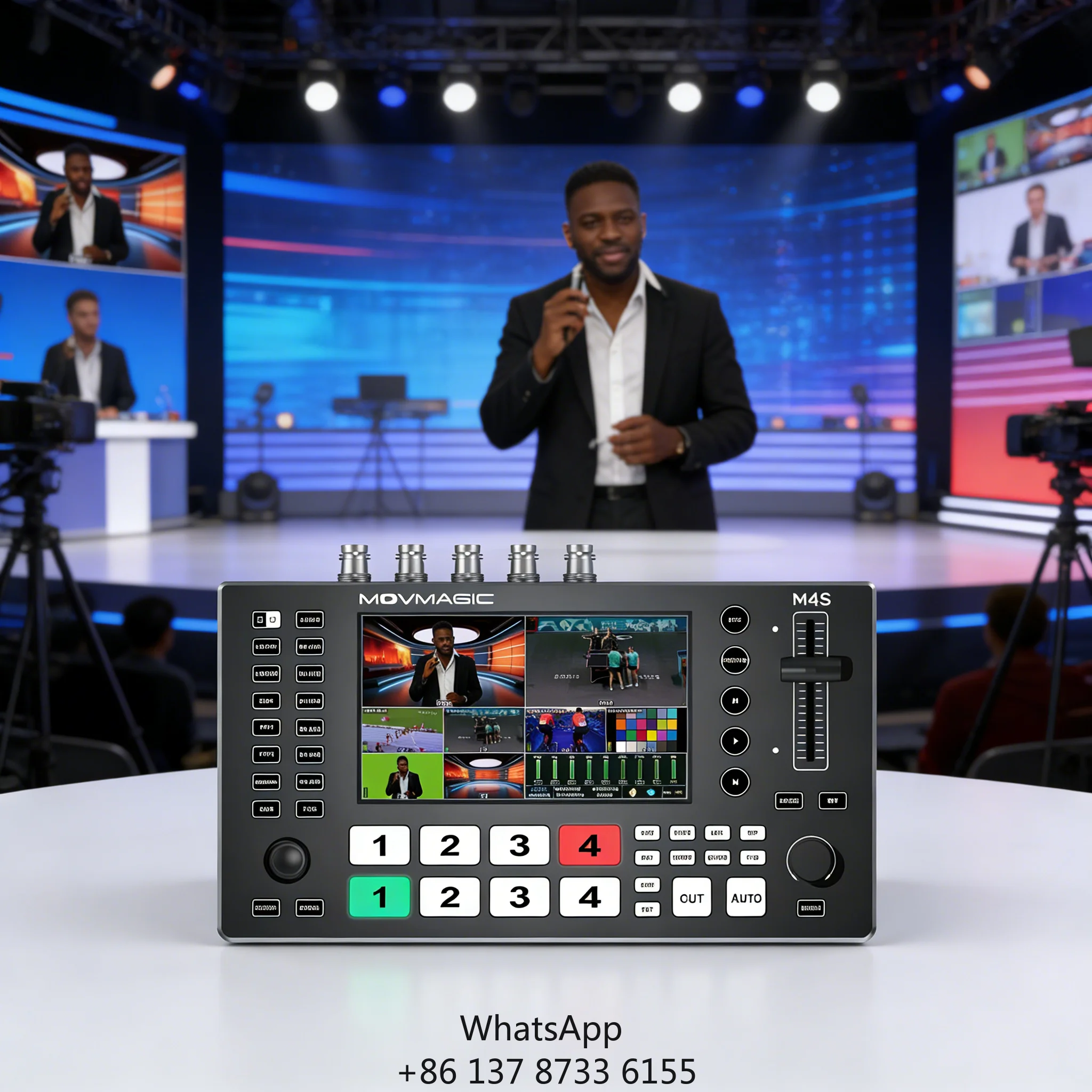 Movmagic M4S, 5-CH Video Switcher Multi-interface Input Output, Horizontal-Vertical Screen Switching For Transition Effects