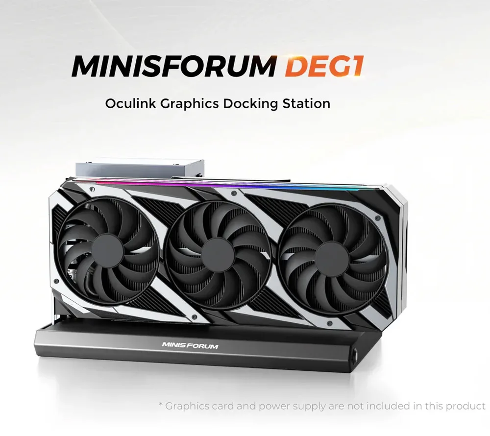 MINISFORUM DEG1 Dock Station for UM890 Support ATX SFX Standard Power Supplies PCIe4.0x4 Expansion interface OCulink Graphics